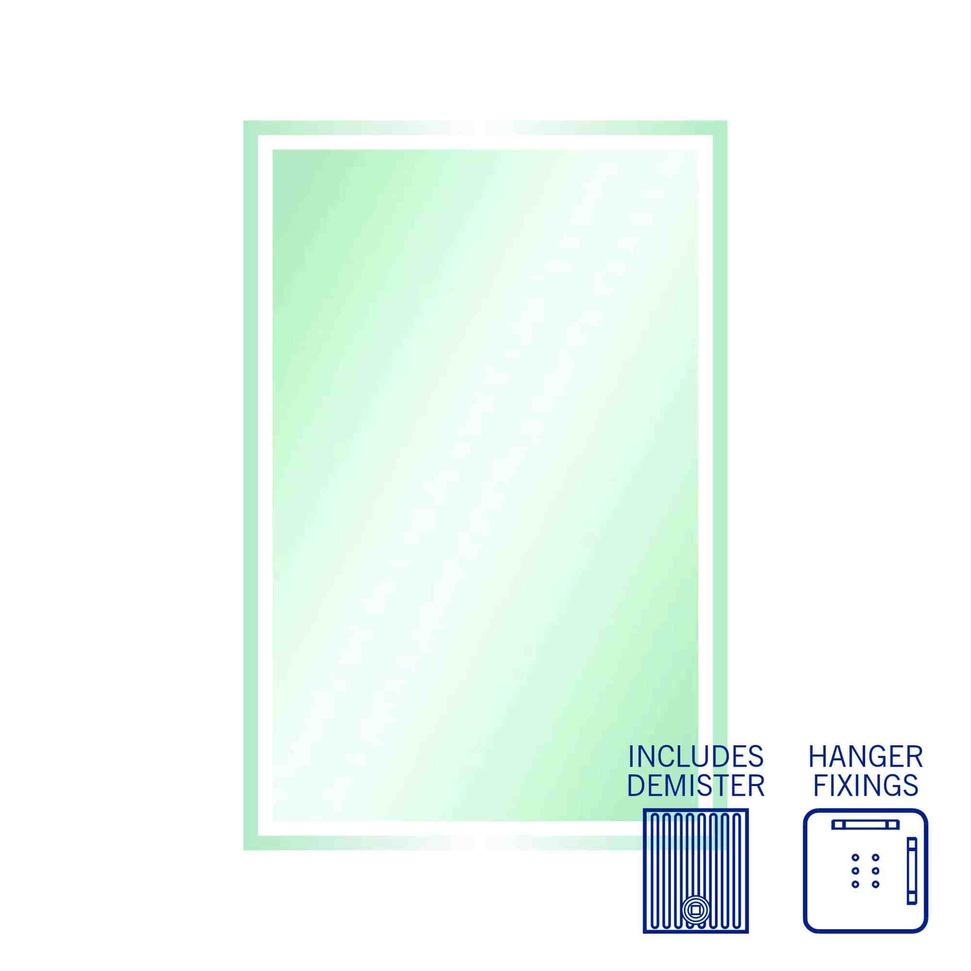 Thermogroup Sierra Rectangle Polished Edge Mirror with Sandblasted Border - 1200x800mm with Hangers and Demister