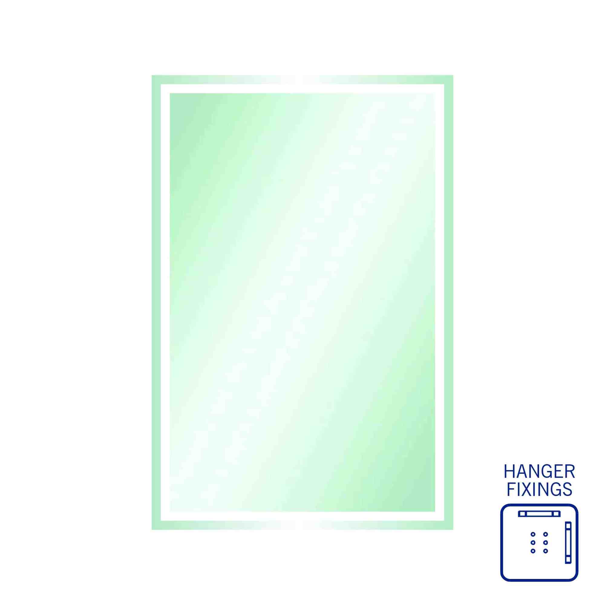 Thermogroup Sierra Rectangle Polished Edge Mirror with Sandblasted Border - 1200x800mm with Hangers