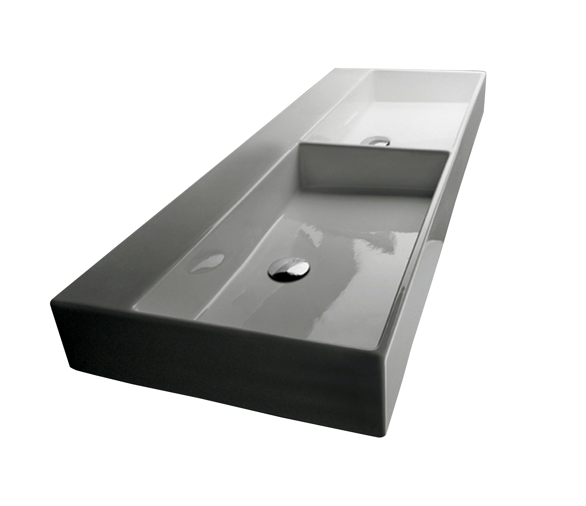 Studio Bagno Unlimited 140 V2 Double Bowl Bench/Wall Basin NTH, Gloss White