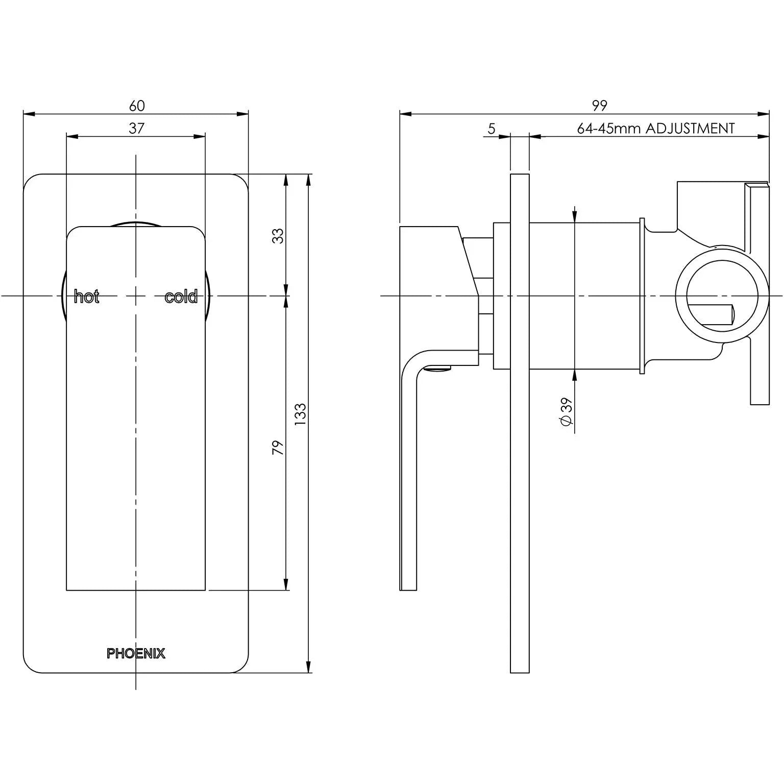 PHOENIX-Phoenix Radii Shower/ Wall Mixer - Brand_Phoenix, Collection_Radii, Colour_Chrome, Product Type_Wall/Shower Mixer, Room_Bathroom, Shape & Design_Square-Ideal Bathroom Centre