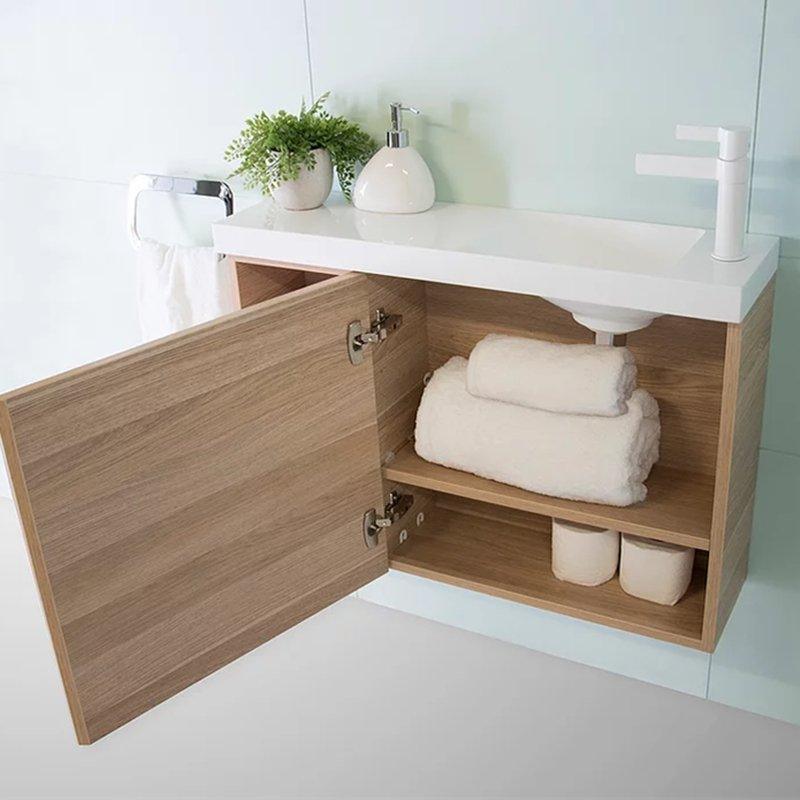 ADP Petite Shelf 800mm Small Space Vanity - Ideal Bathroom CentrePETS800WHLWall HungRight Hand Shelf / Left Hand Basin