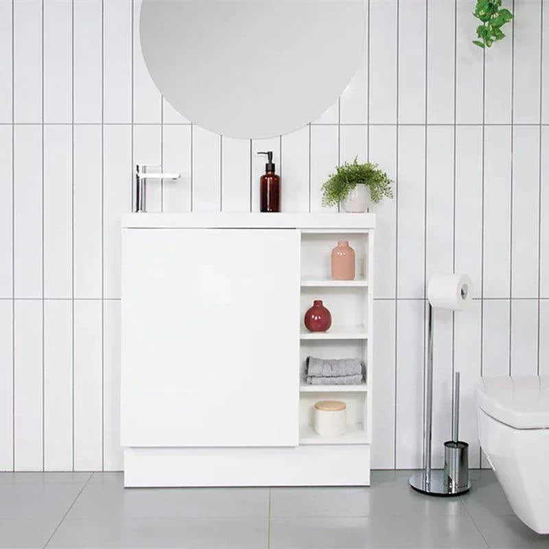 ADP Petite Shelf 800mm Small Space Vanity - Ideal Bathroom CentrePETS800WHLWall HungRight Hand Shelf / Left Hand Basin