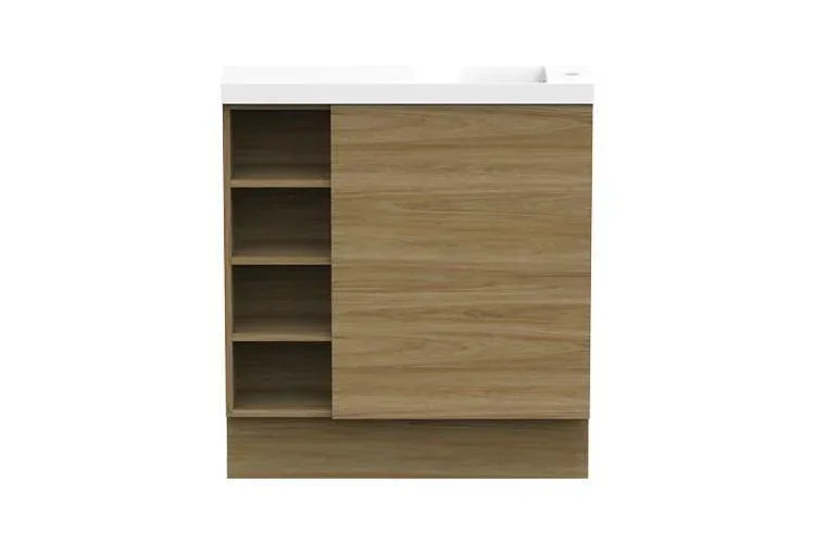 ADP Petite Shelf 800mm Small Space Vanity - Ideal Bathroom CentrePETS800WKRFreestanding (Detachable Kickboard)Left Hand Shelf / Right Hand Basin