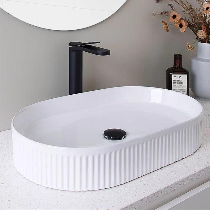 ADP Pill Fluted Ceramic Above Counter Basin - Ideal Bathroom CentreTOPCPFL5836GW