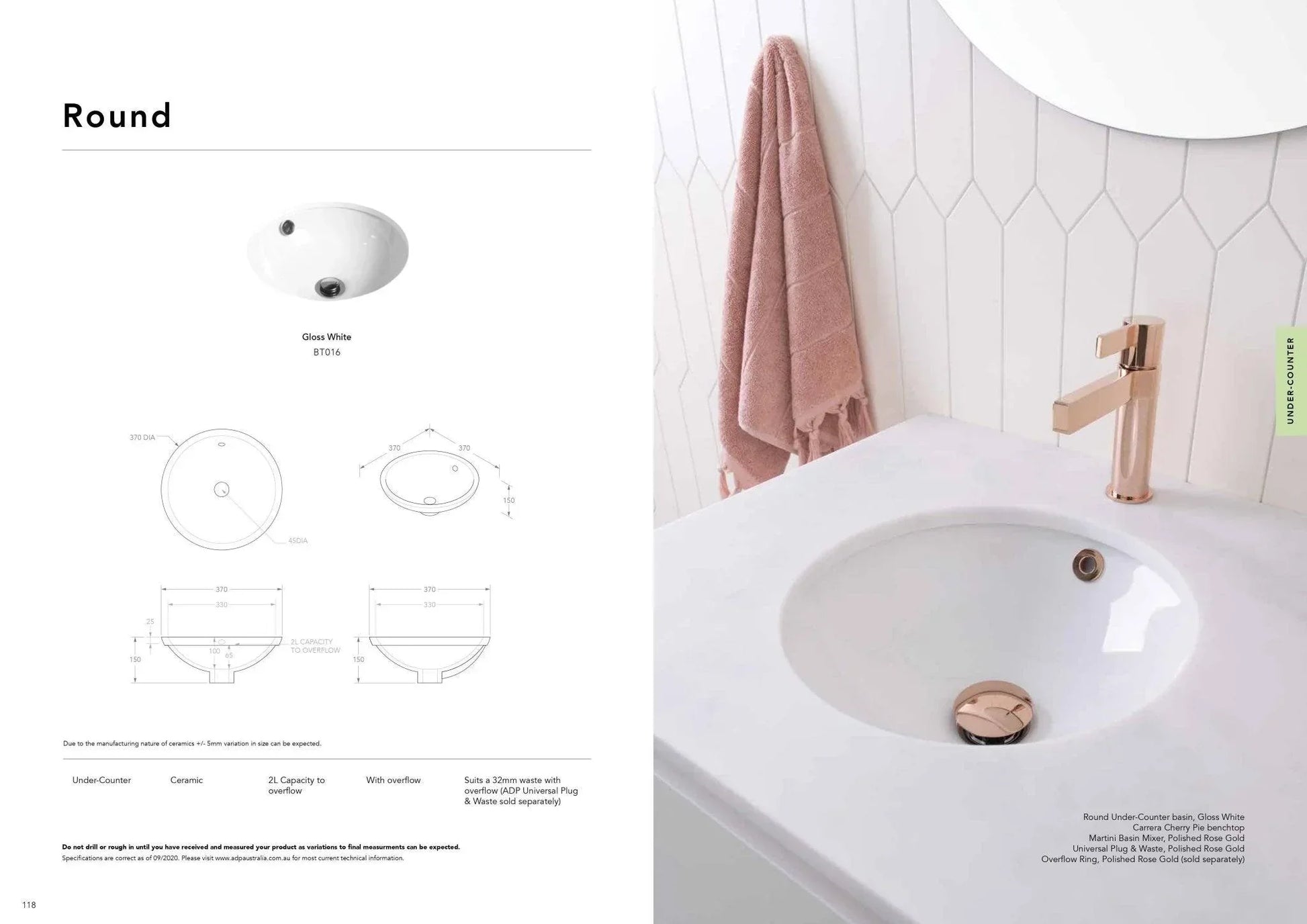 ADP Round Ceramic Under Counter Basin - Ideal Bathroom CentreBT016