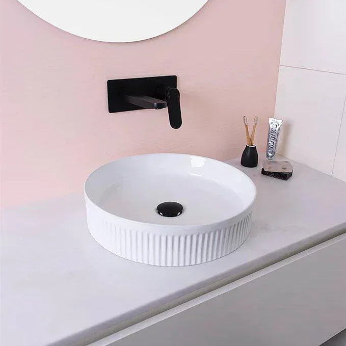 ADP Round Fluted Ceramic Above Counter Basin - Ideal Bathroom CentreTOPCRFL405GW