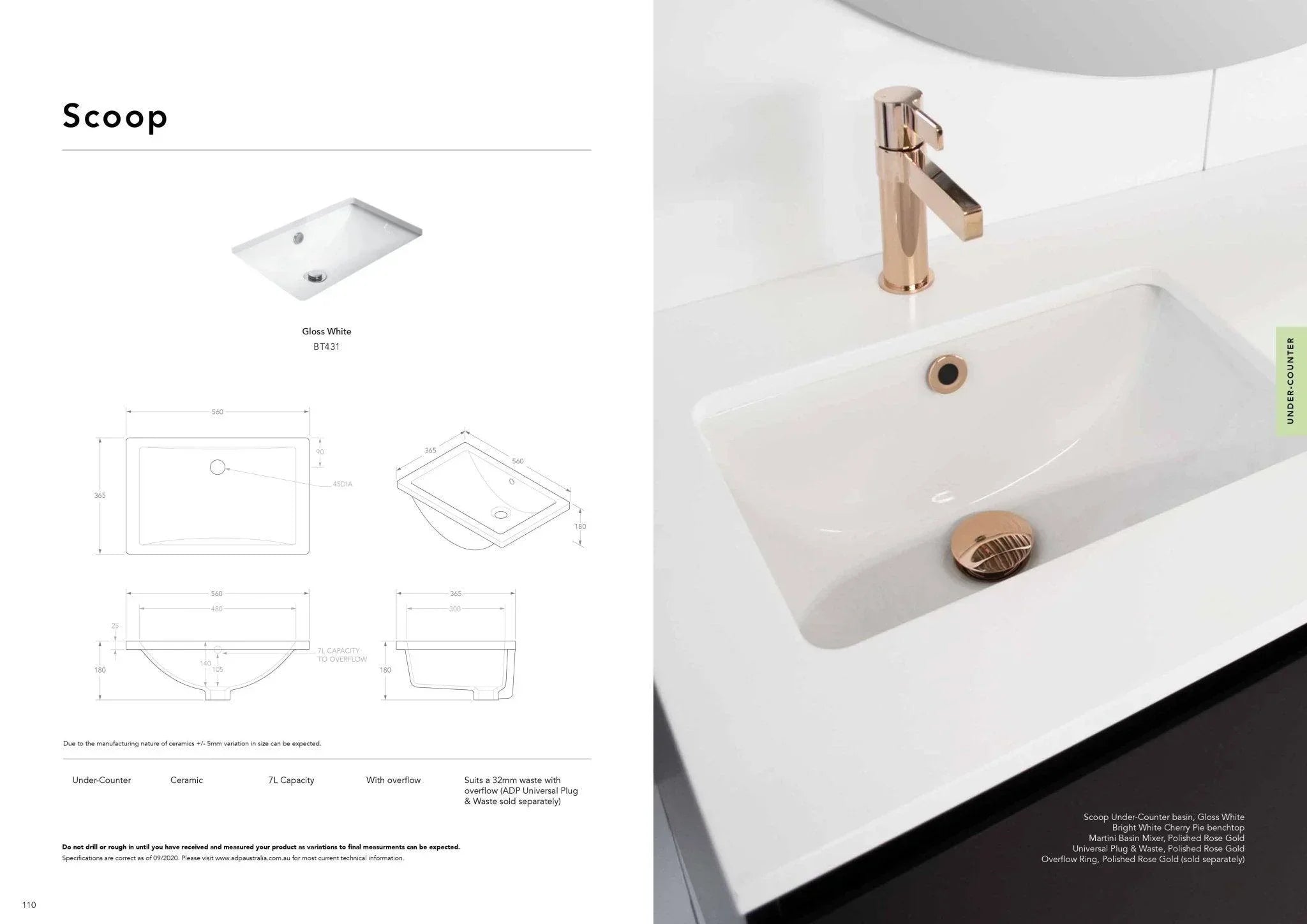 ADP Scoop Ceramic Under Counter Basin - Ideal Bathroom CentreBT431