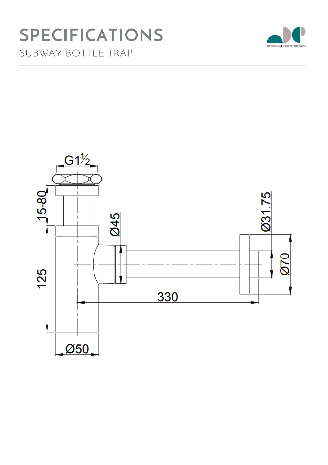 ADP Subway Bottle Trap - Ideal Bathroom CentreJTAPBTSUBBBSBrushed Black Sapphire