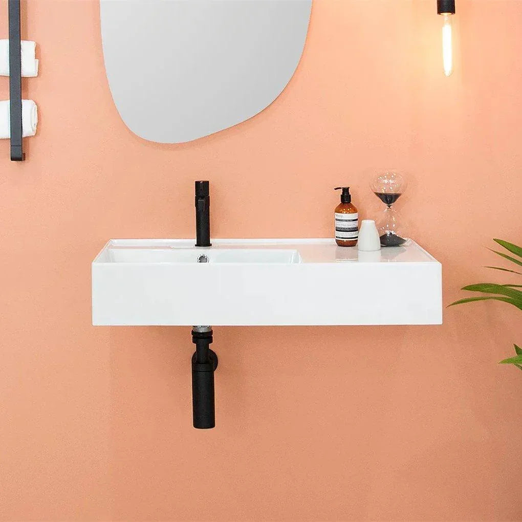 ADP Teorema 800mm Ceramic Wall Hung Basin - Ideal Bathroom CentreTOPCTEO80GWRRight Rowl1 Tap Hole