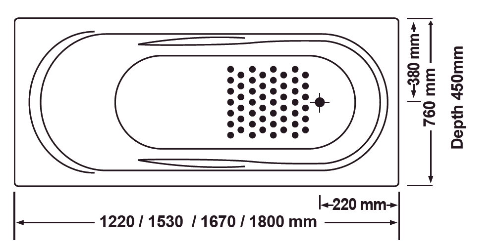 Allura Drop in Acrylic Bathtub - Ideal Bathroom CentreAllura-1530