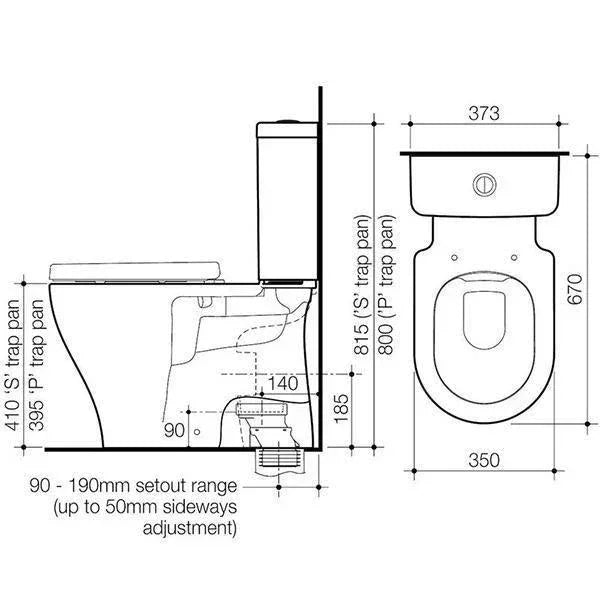 Caroma Luna Cleanflush® Close Coupled Toilet Suite - Ideal Bathroom Centre844710WBottom InletS Trap