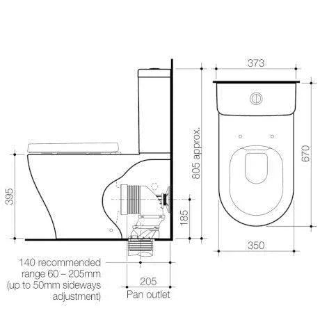 Caroma Luna Cleanflush Wall Faced Toilet Suite - Ideal Bathroom Centre844810WBottom Inlet