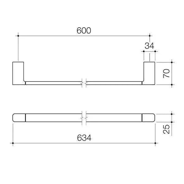 Caroma Luna Single Towel Rail 630mm - Ideal Bathroom Centre99612CChrome