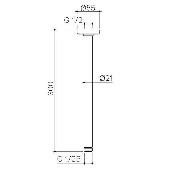 Caroma Urbane II 300mm Ceiling Arm - Ideal Bathroom Centre99639GMGun Metal
