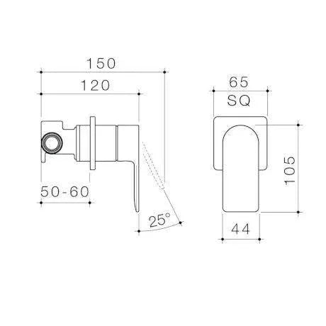 Caroma Urbane II Bath/ Shower Mixer-Square Cover Plate - Ideal Bathroom Centre99649GMGun Metal