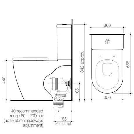 Caroma Urbane II Cleanflush Wall Faced Close Coupled Toilet Suite - Ideal Bathroom Centre746250WBottom Inlet