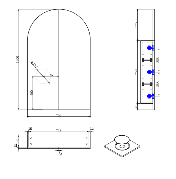 Cassa Design Archied Shaving Cabinet - Ideal Bathroom CentreARCHIED6090BMatte Black600x900mm