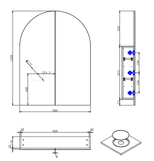 Cassa Design Archied Shaving Cabinet - Ideal Bathroom CentreARCHIED6090BMatte Black600x900mm