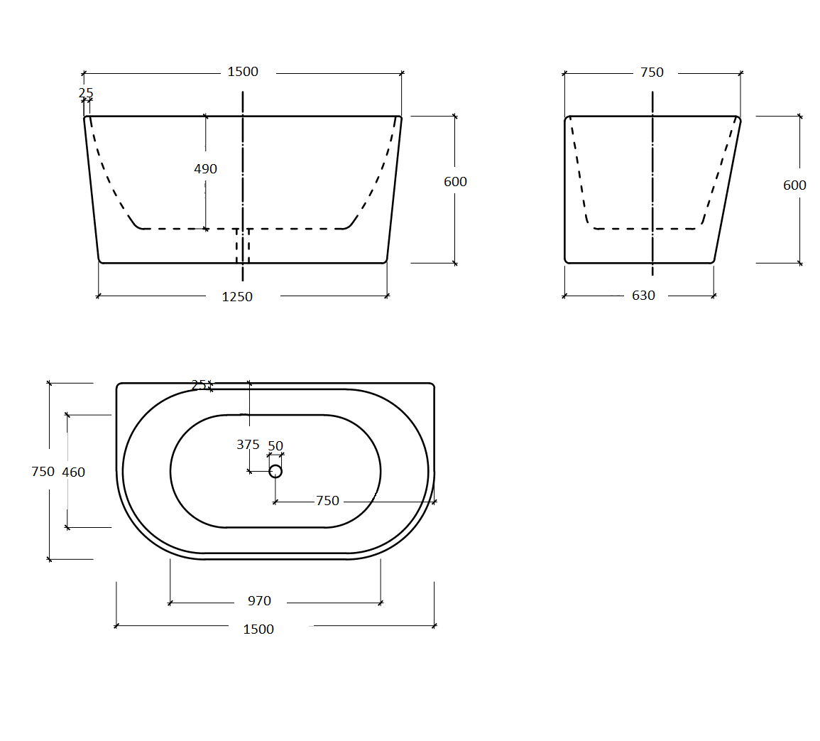Cassa Design Auris Round Back to Wall Bath-Gloss White - Ideal Bathroom CentreBT-AU14001400mm