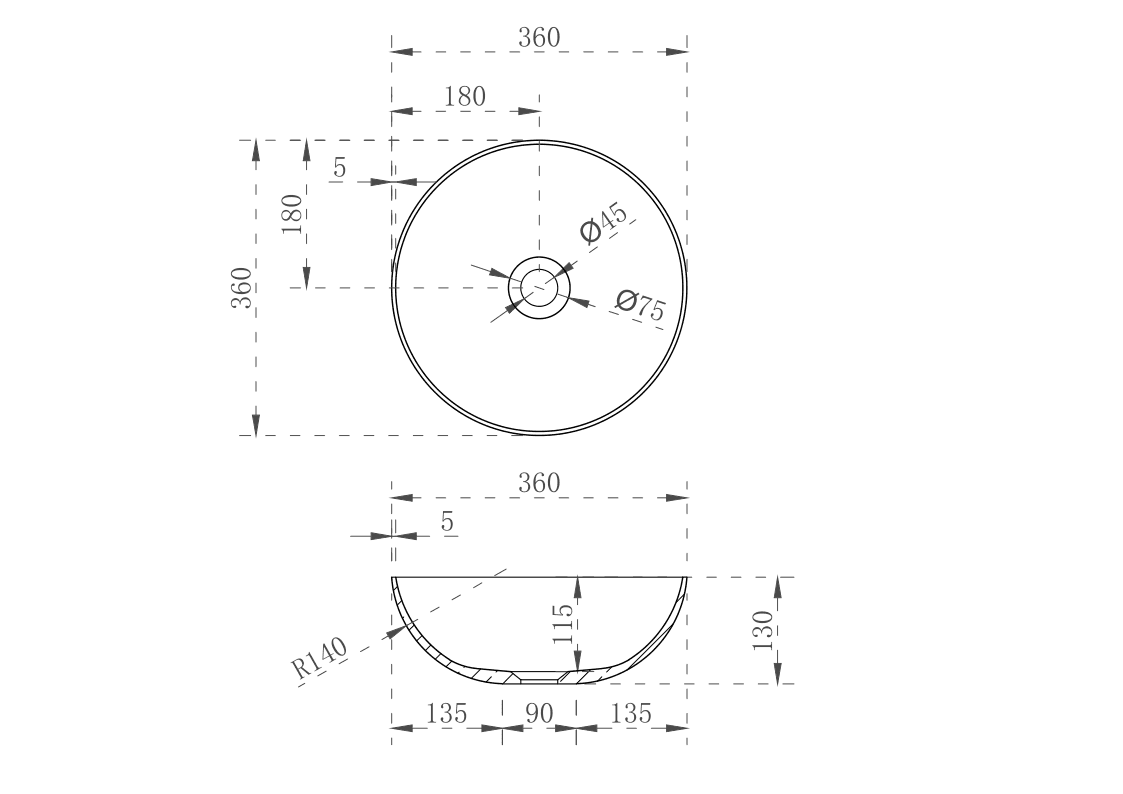 Cassa Design Auris Slim 360x360x130mm Above Counter Basin - Ideal Bathroom Centre