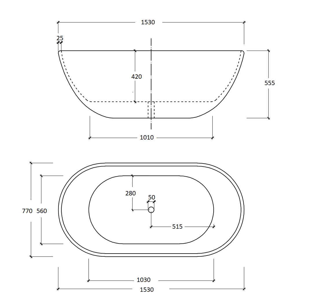 Cassa Design Egg Shape Freestanding Bath-Gloss White - Ideal Bathroom CentreBT-EL13001300mm