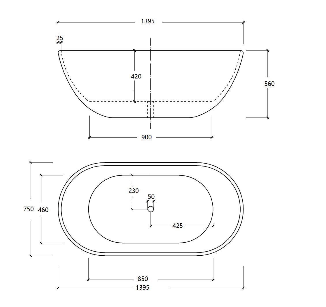 Cassa Design Egg Shape Freestanding Bath-Matte White - Ideal Bathroom CentreBT-EL1400M1400mm