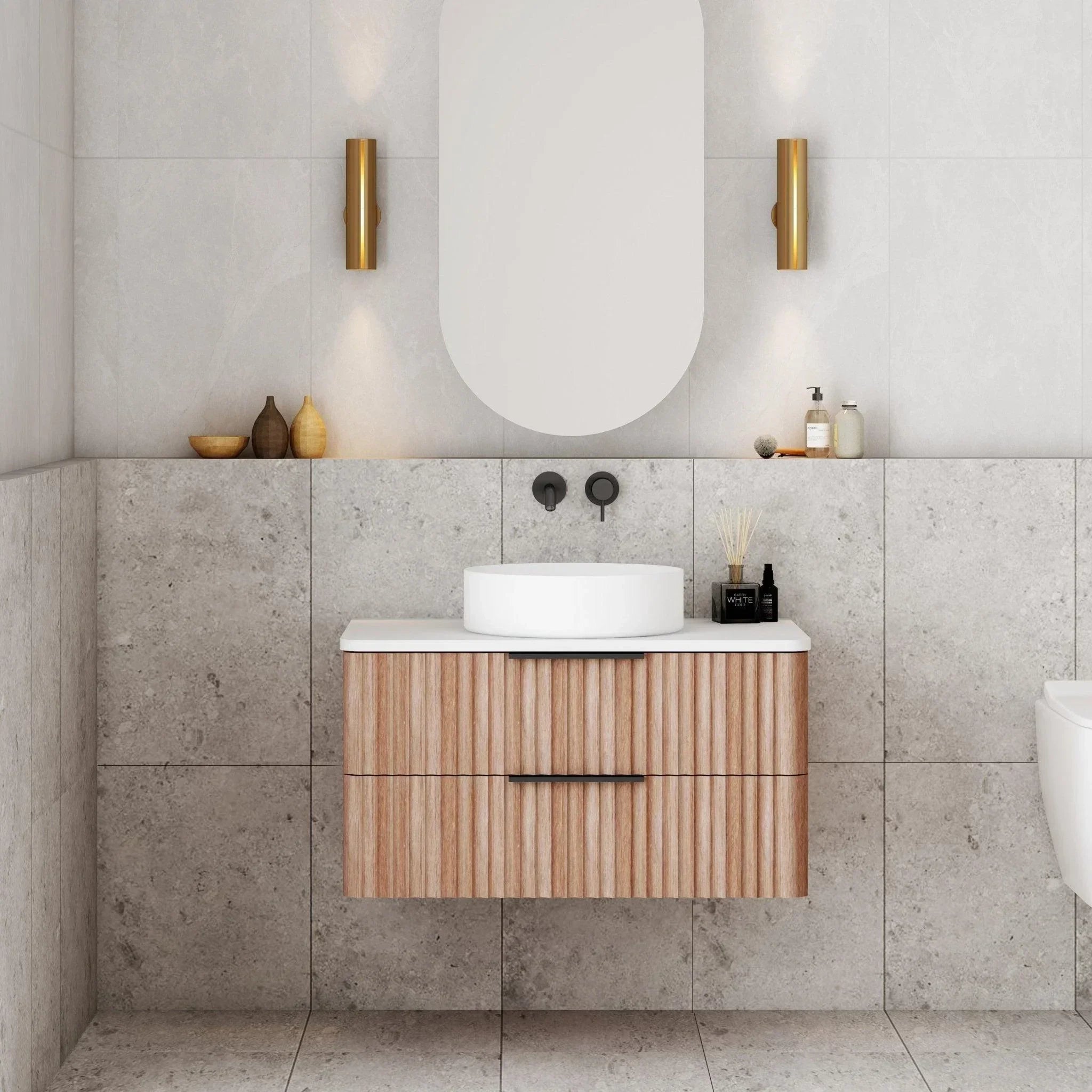 Cassa Design Gravity Curved Wall Hung Vanity - Ideal Bathroom CentreGRA750WH-WALNUT750mmNatural Walnut