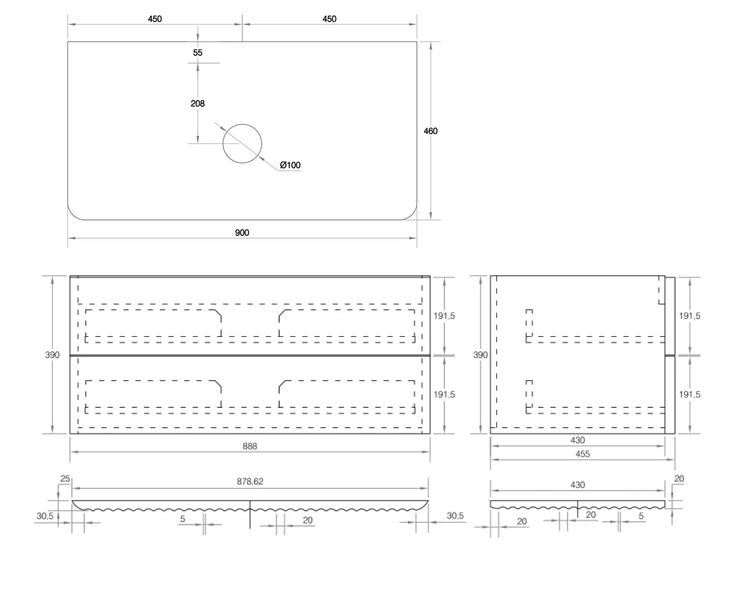 Cassa Design Gravity Curved Wall Hung Vanity - Ideal Bathroom CentreGRA1800WH-WALNUT1800mmNatural Walnut