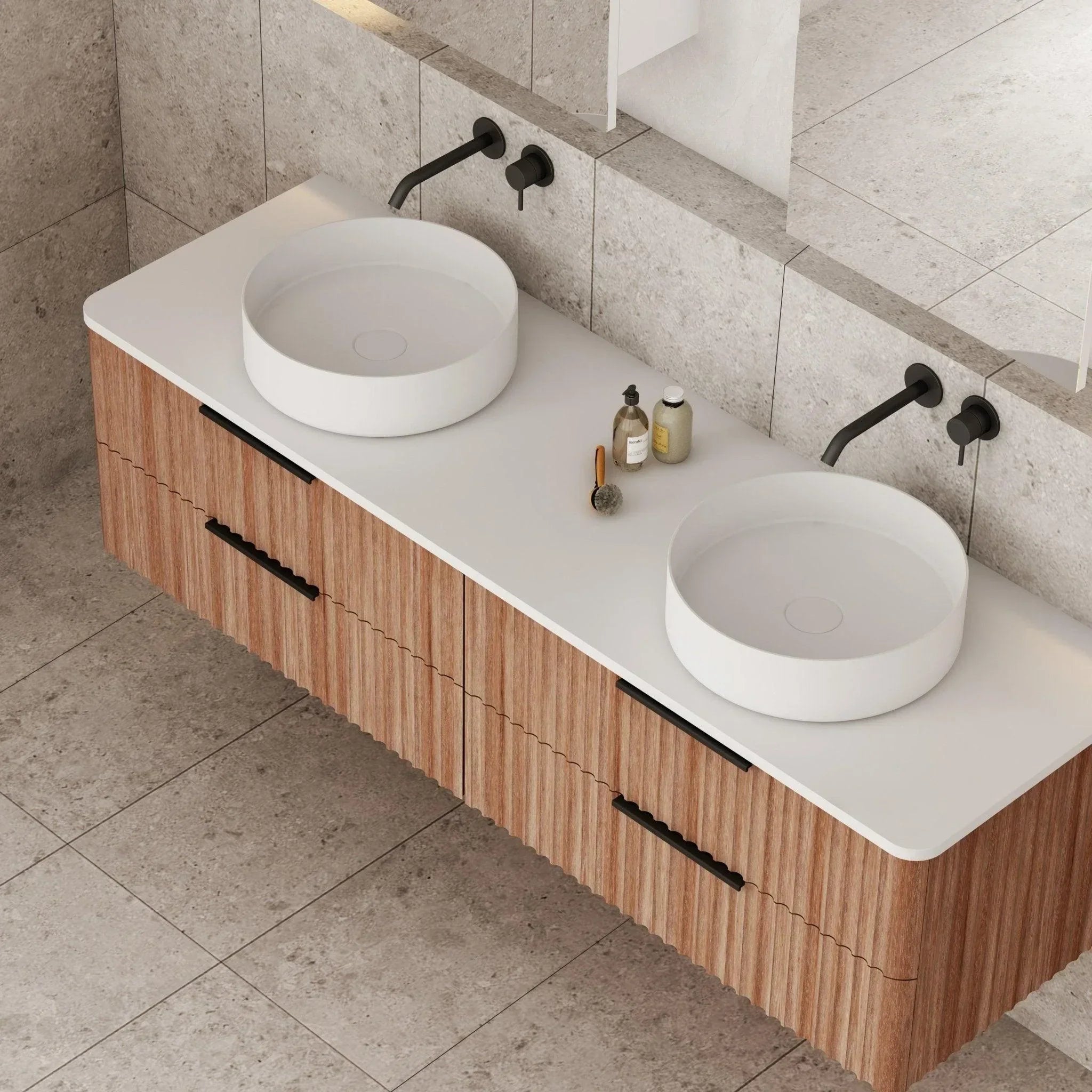 Cassa Design Gravity Curved Wall Hung Vanity - Ideal Bathroom CentreGRA1500WH-WALNUT1500mmNatural Walnut
