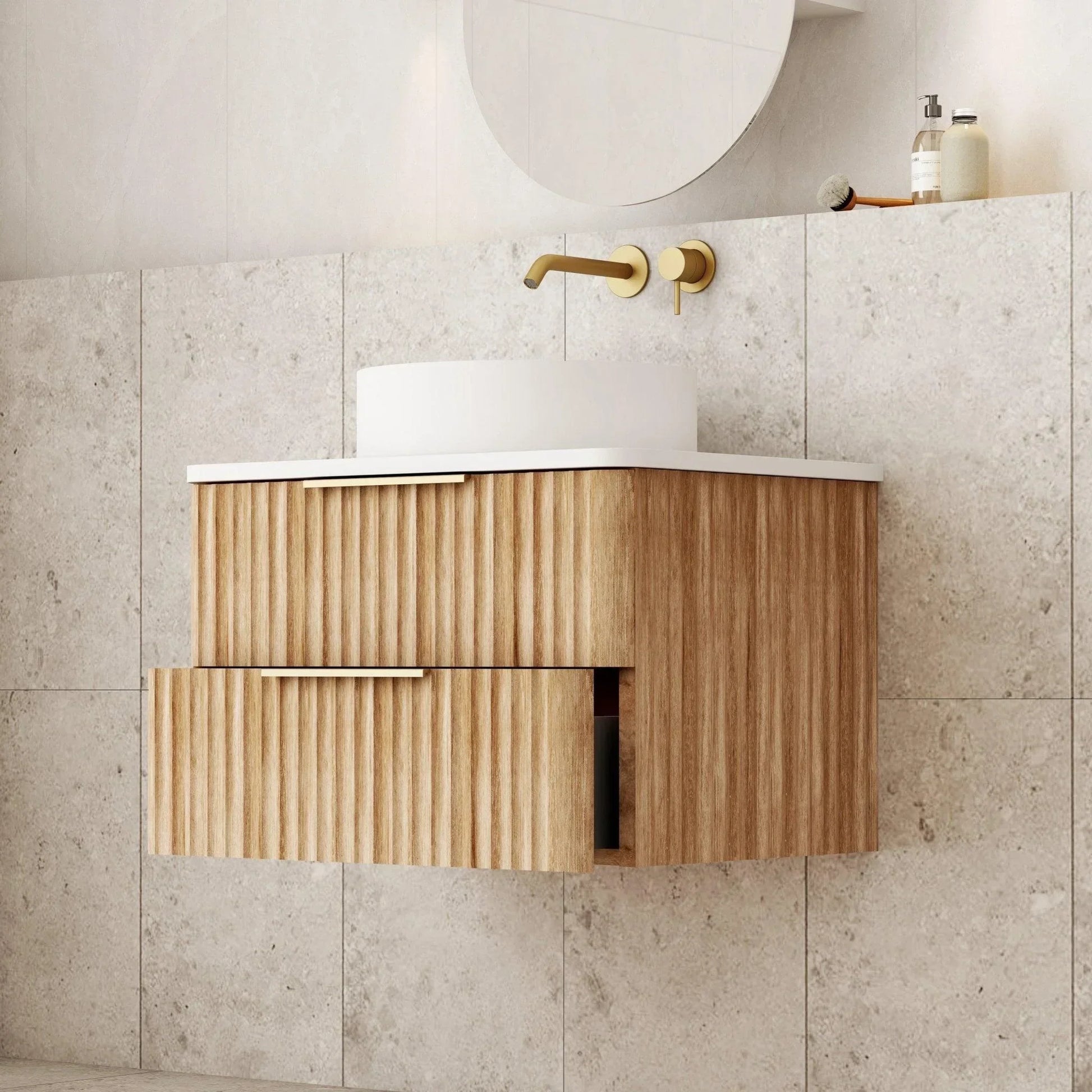 Cassa Design Gravity Curved Wall Hung Vanity - Ideal Bathroom CentreGRA600WH-OAK600mmNatural Oak