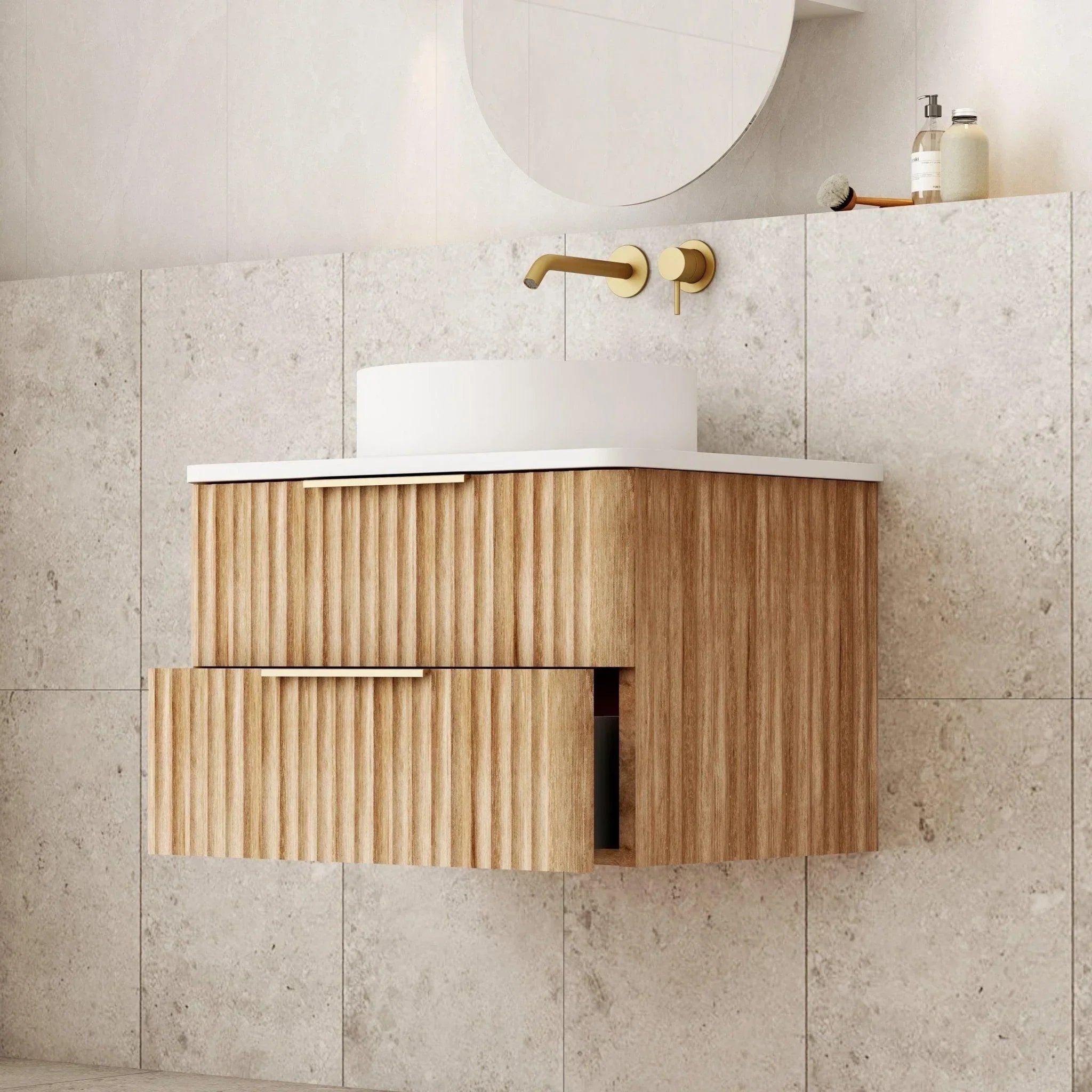 Cassa Design Gravity Curved Wall Hung Vanity - Ideal Bathroom CentreGRA600WH-OAK600mmNatural Oak
