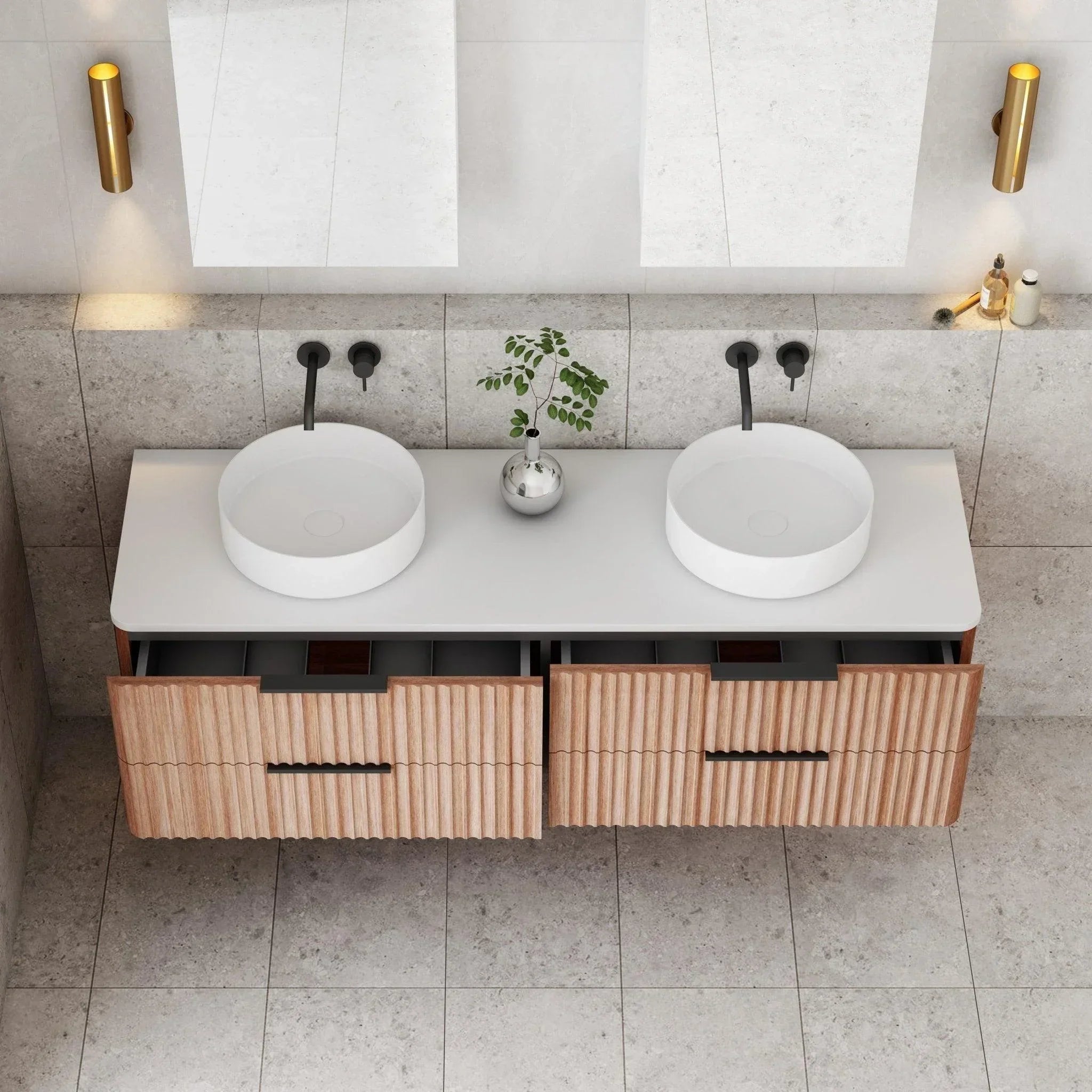 Cassa Design Gravity Curved Wall Hung Vanity - Ideal Bathroom CentreGRA1500WH-WALNUT1500mmNatural Walnut