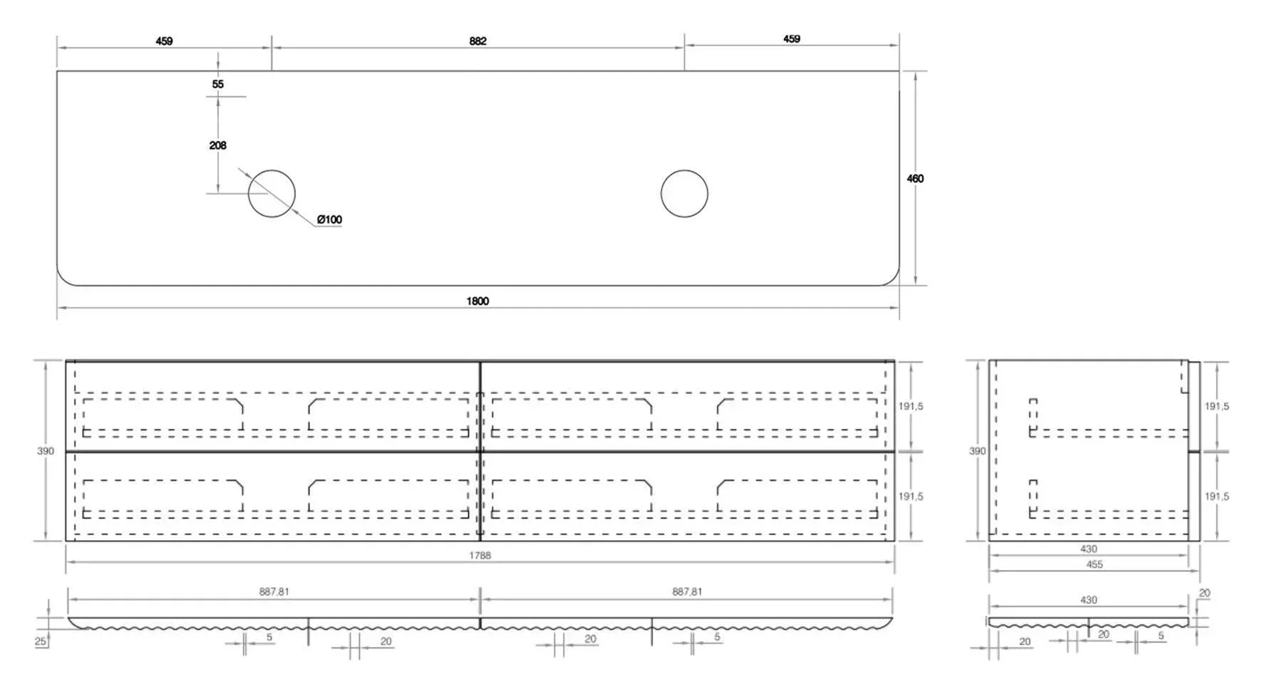 Cassa Design Gravity Curved Wall Hung Vanity - Ideal Bathroom CentreGRA1800WH-WALNUT1800mmNatural Walnut