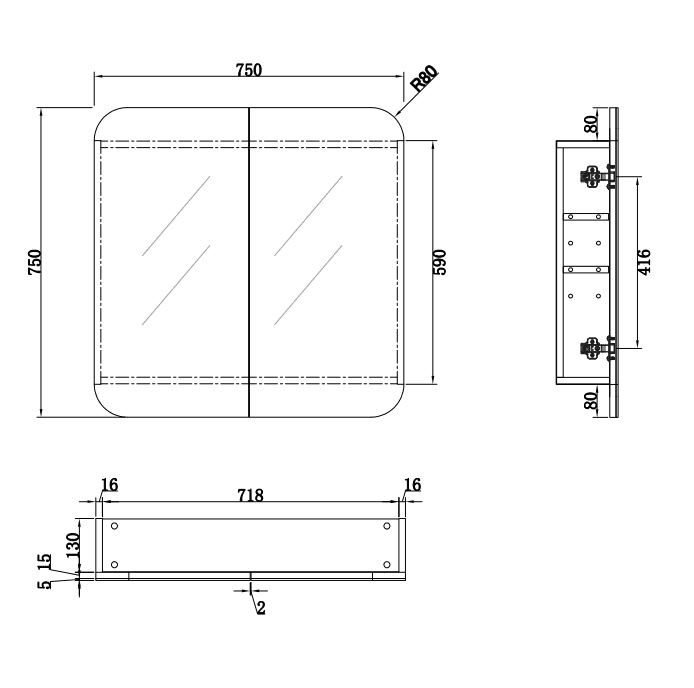 Cassa Design Rec Shaving Cabinet - Ideal Bathroom CentreREC1875MW1800mm