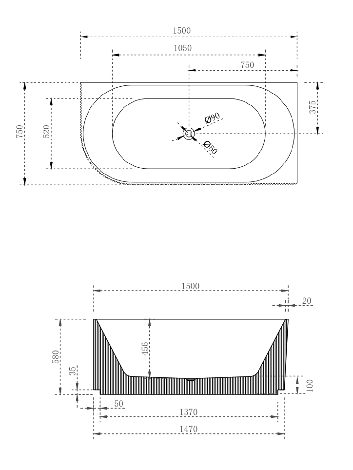 Cassa Design V-Groove Corner Back to Wall Bathtub-Matte White - Ideal Bathroom CentreBT-VG1700L1700mmLeft Hand Corner
