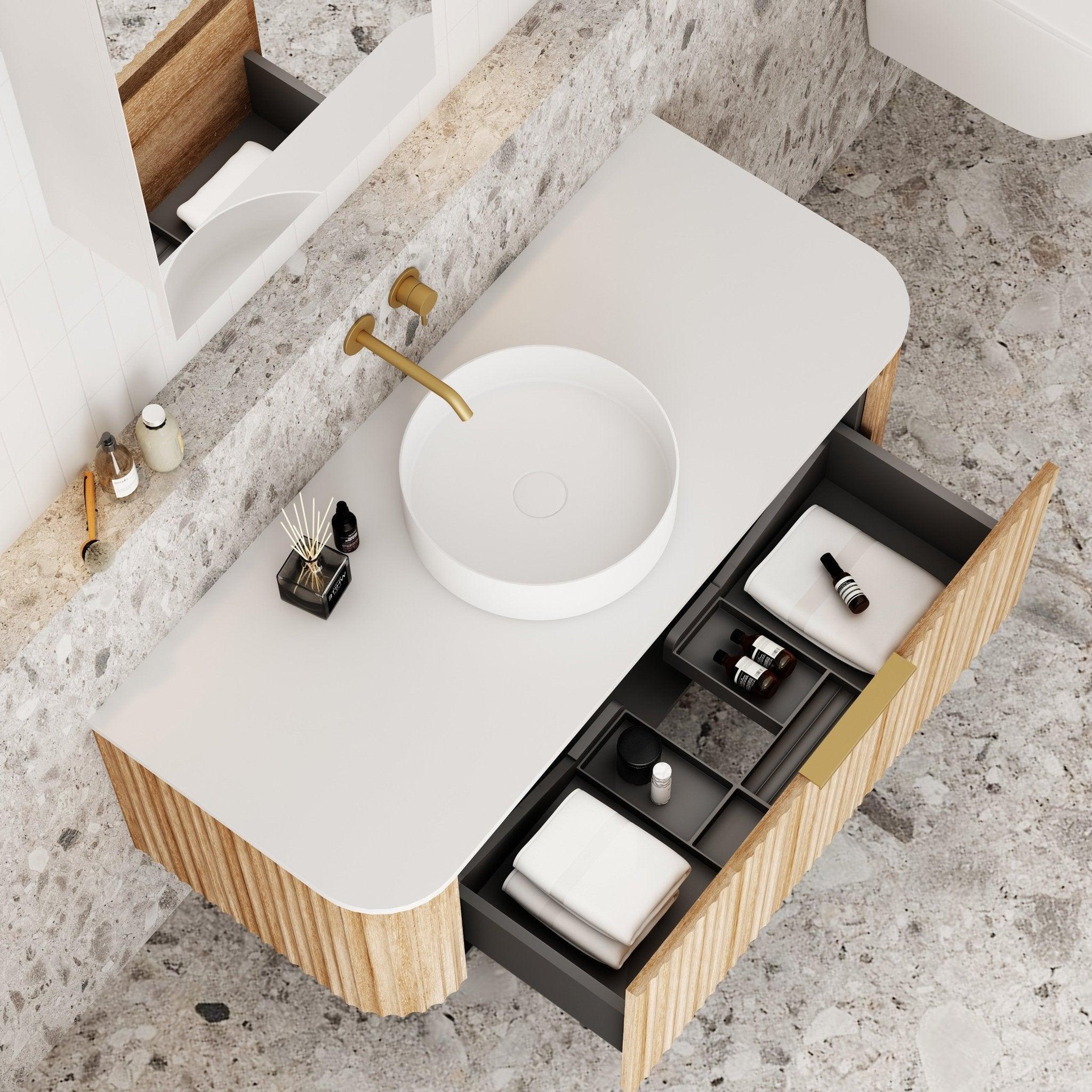 Cassa Design V-Groove Curved Wall Hung Vanity - Ideal Bathroom CentreVGR1200WH-OAK1200mmNatural Oak