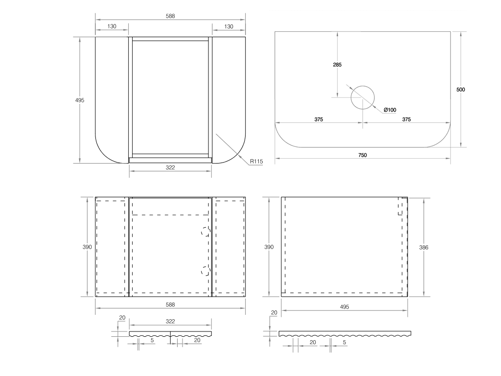 Cassa Design V-Groove Curved Wall Hung Vanity - Ideal Bathroom CentreVGR1800WH-WALNUT1800mmNatural Walnut