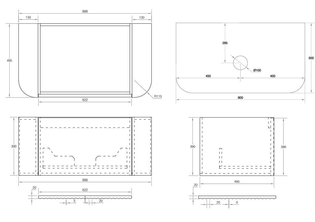 Cassa Design V-Groove Curved Wall Hung Vanity - Ideal Bathroom CentreVGR1800WH-WALNUT1800mmNatural Walnut
