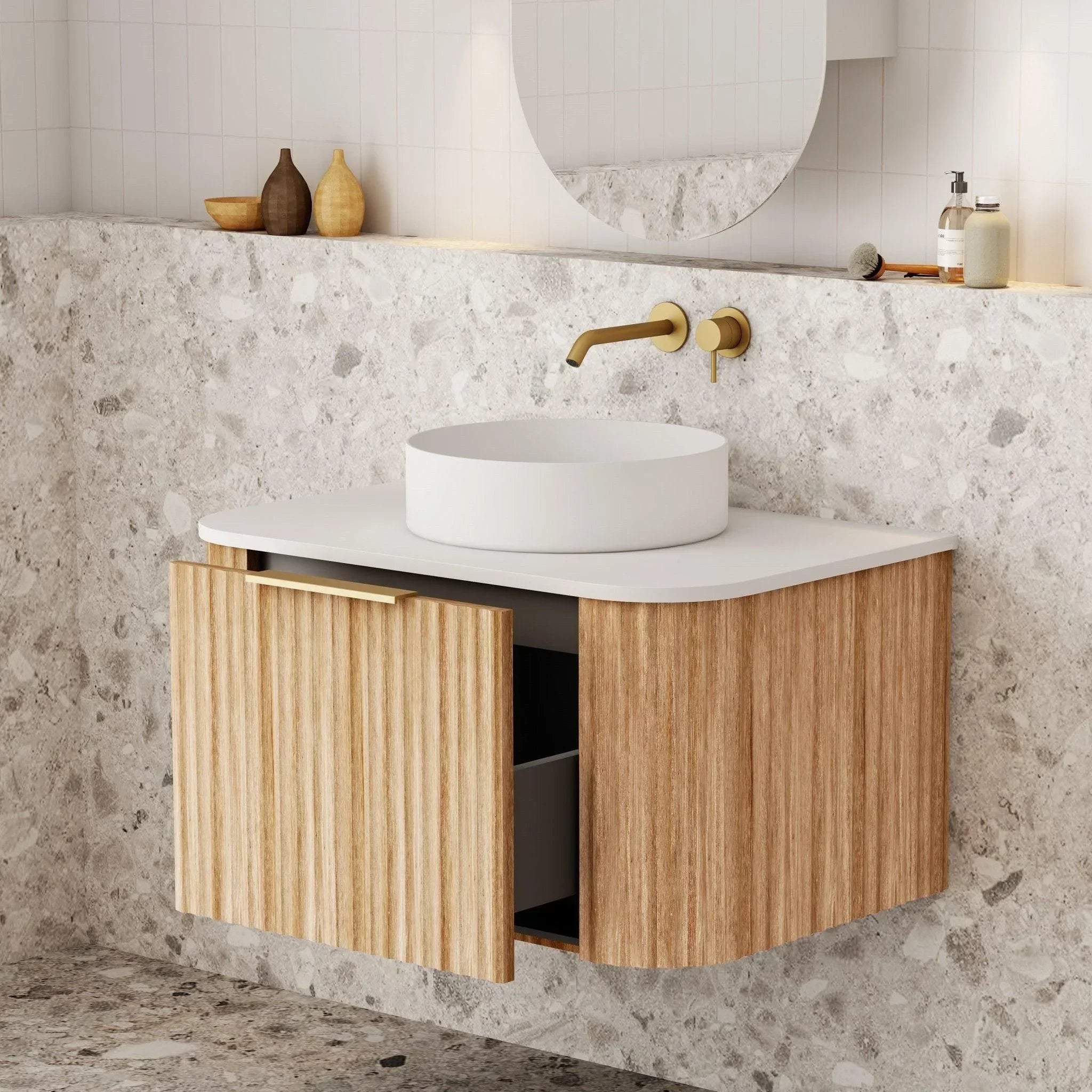 Cassa Design V-Groove Curved Wall Hung Vanity - Ideal Bathroom CentreVGR750WH-OAK750mmNatural Oak