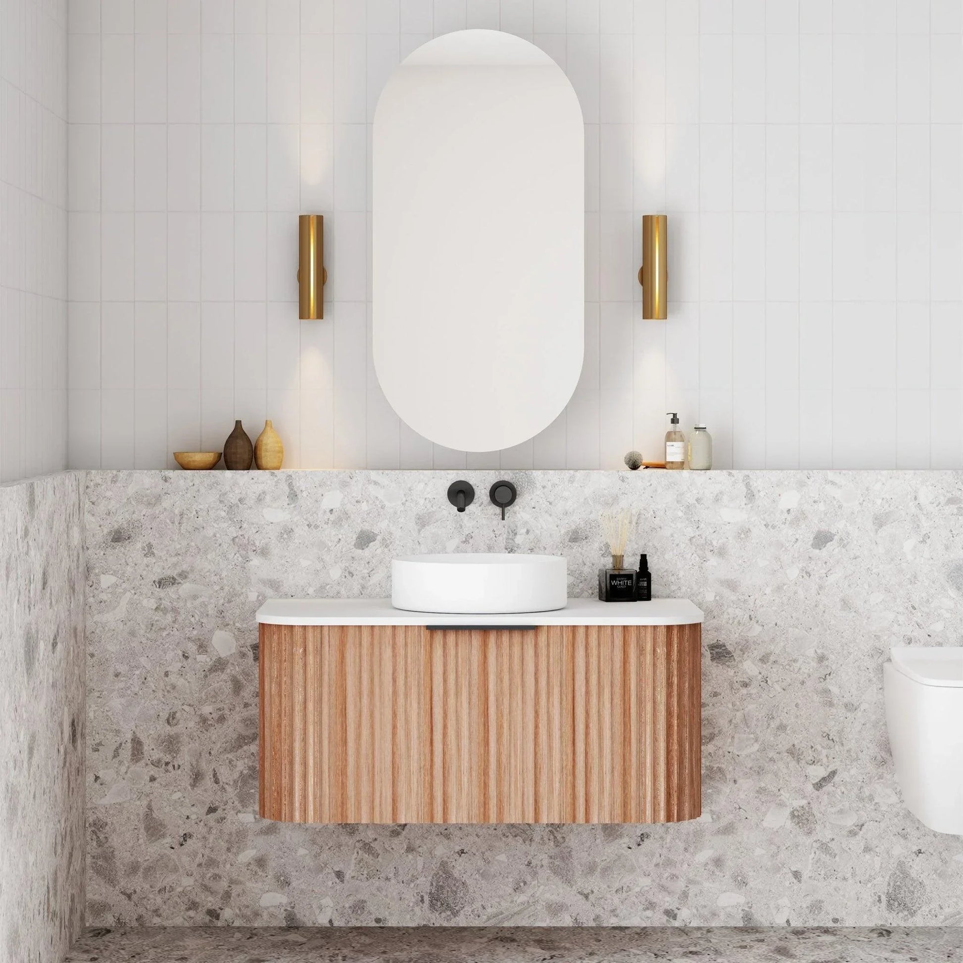 Cassa Design V-Groove Curved Wall Hung Vanity - Ideal Bathroom CentreVGR900WH-WALNUT900mmNatural Walnut