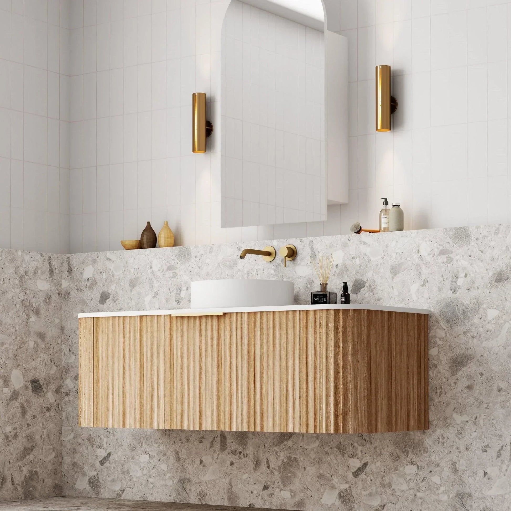 Cassa Design V-Groove Curved Wall Hung Vanity - Ideal Bathroom CentreVGR1200WH-OAK1200mmNatural Oak