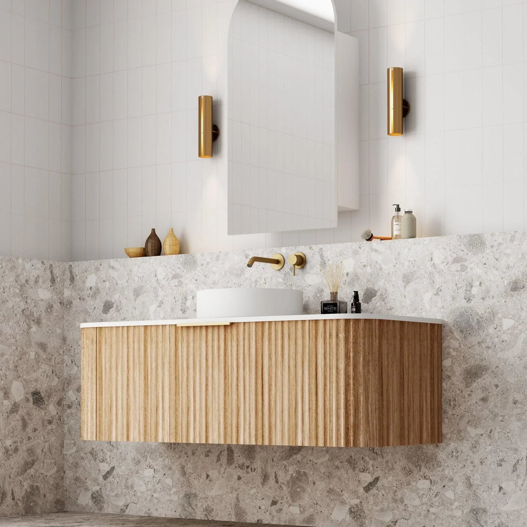 Cassa Design V-Groove Curved Wall Hung Vanity - Ideal Bathroom CentreVGR1200WH-OAK1200mmNatural Oak