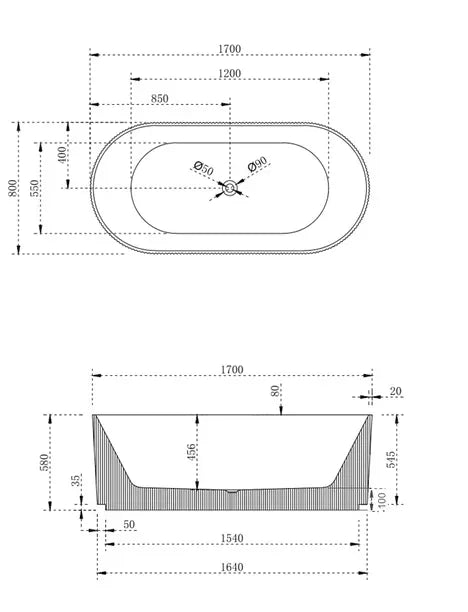 Cassa Design V-Groove Round Freestanding Bath-Matte White - Ideal Bathroom CentreBT-VG17001700mm
