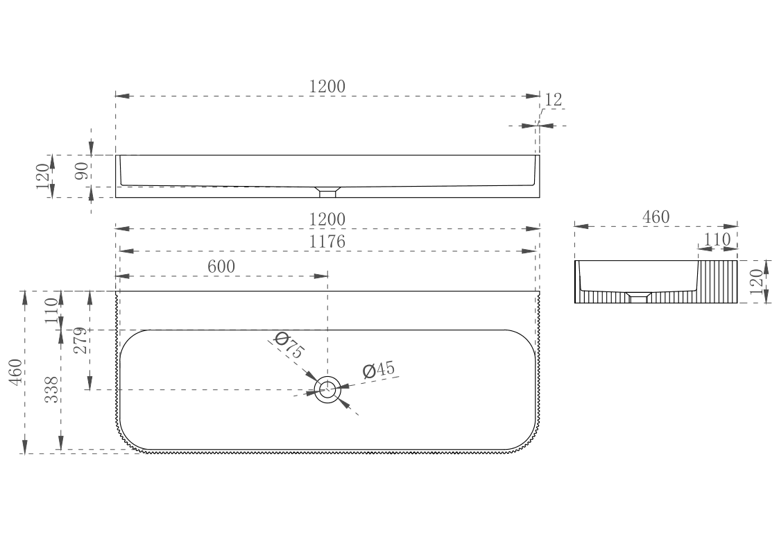 Cassa Design V-Groove Wall Hung Vanity - Ideal Bathroom CentreVG12461200mm