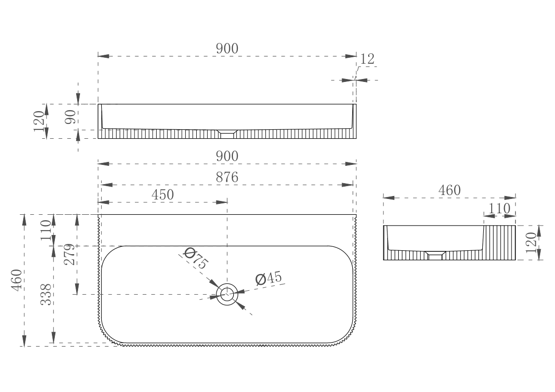 Cassa Design V-Groove Wall Hung Vanity - Ideal Bathroom CentreVG12461200mm