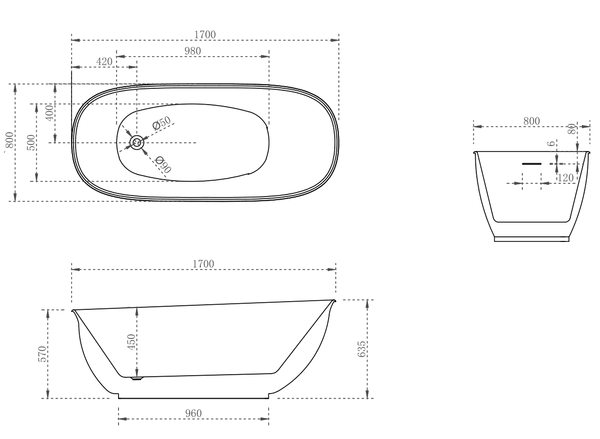 Cassa Design Vita High-Rise Freestanding Bath-Matte White - Ideal Bathroom CentreBT-VI1500M1500mm
