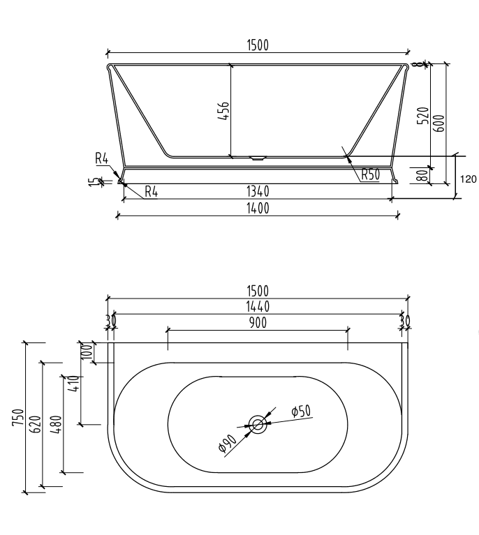 Cassa Design Westminster Back to Wall Bath - Ideal Bathroom CentreBT-WA1500M1500mmMatte White