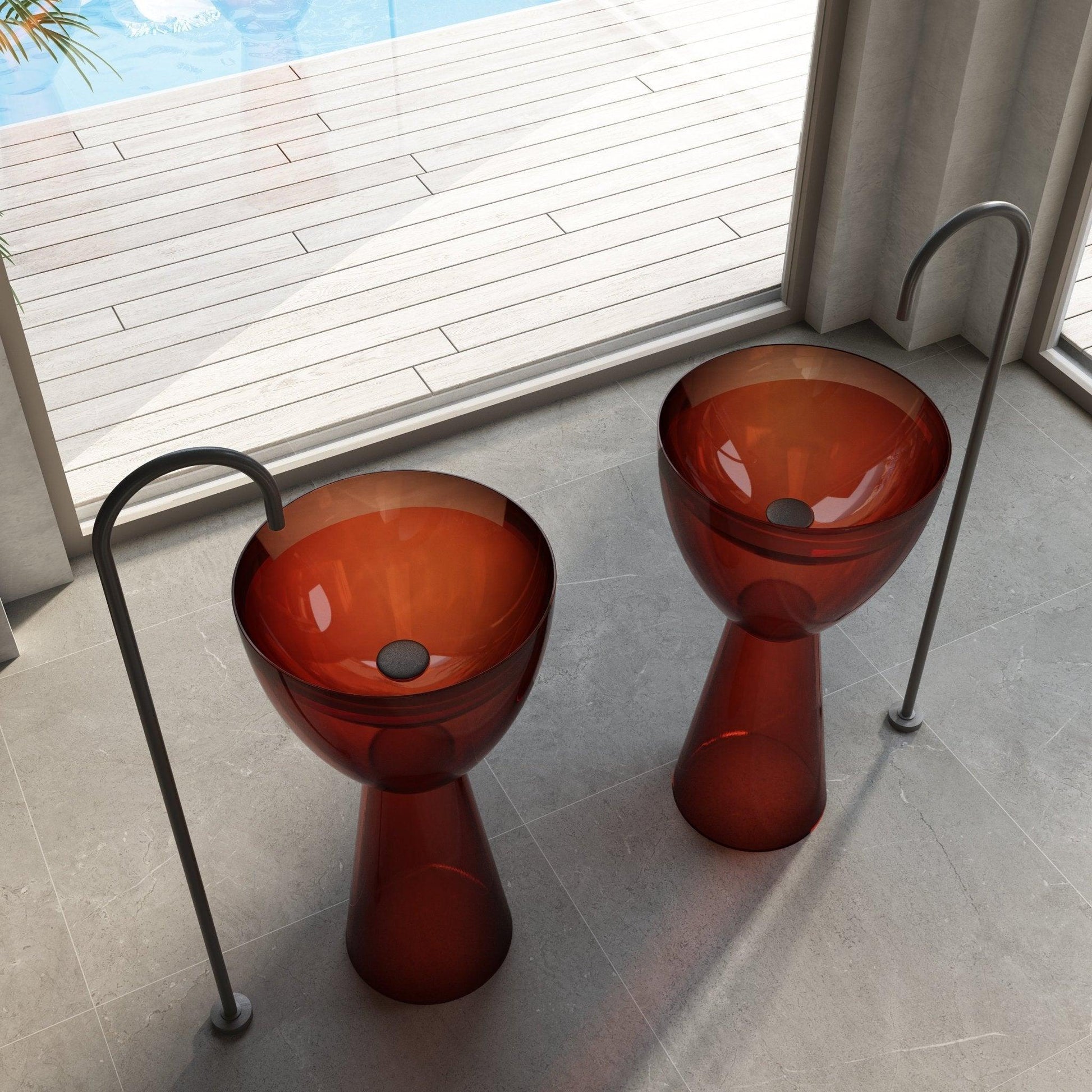 Cassa Design Wow Pedestal Translucency Resin Stone Basin - Ideal Bathroom CentreSB4590MBMorion Black