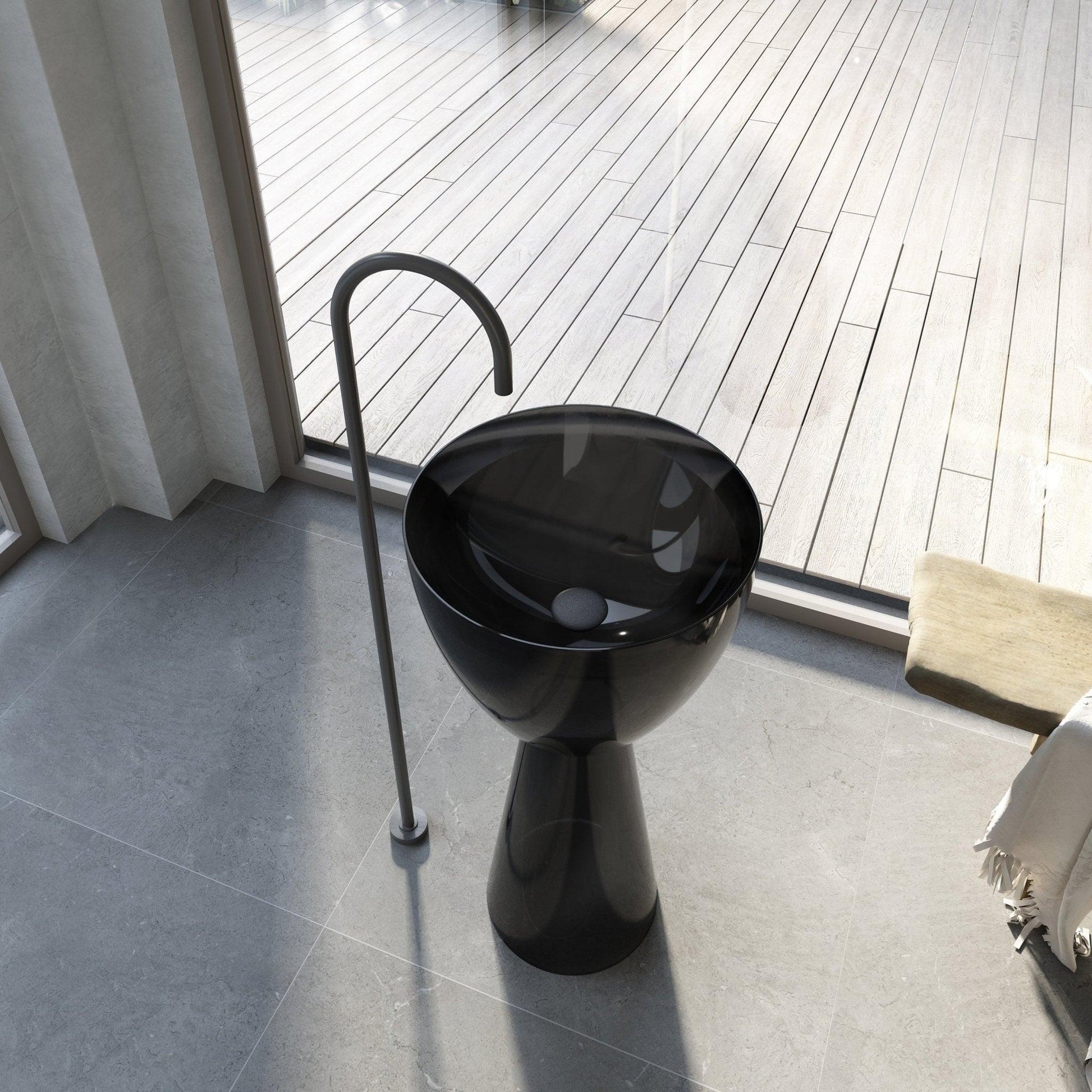 Cassa Design Wow Pedestal Translucency Resin Stone Basin - Ideal Bathroom CentreSB4590MBMorion Black