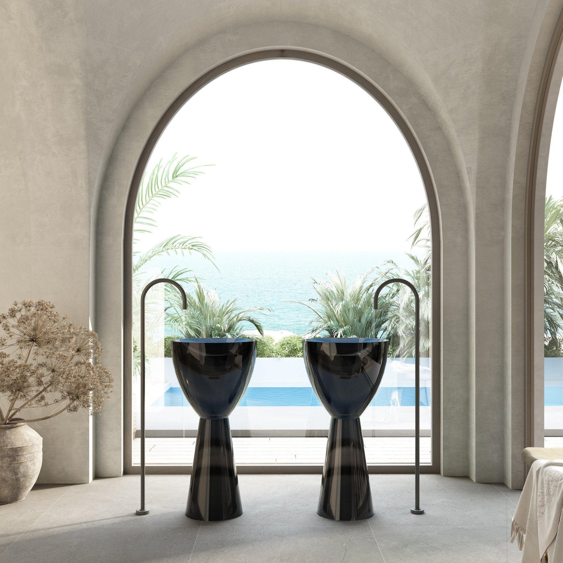 Cassa Design Wow Pedestal Translucency Resin Stone Basin - Ideal Bathroom CentreSB4590MBMorion Black